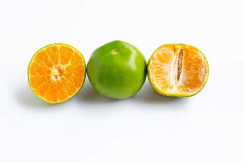 Orange fruit isolated on white Stock Photos