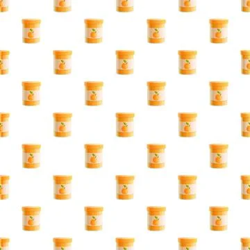 Orange fruit jam jars seamless pattern abstract background Stock Illustration