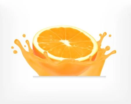 Orange fruit with juice splash Stock Illustration