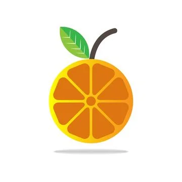 Orange fruit with leaf and slice. Stock Illustration