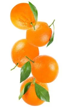 Orange fruit with leaf isolated on white Stock Photos