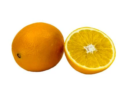 Orange fruit with leaf isolated on white. Stock Photos