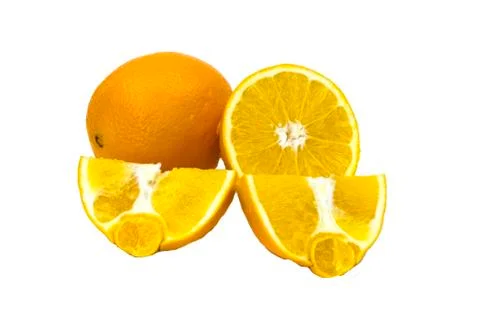 Orange fruit with leaf isolated on white. Stock Photos