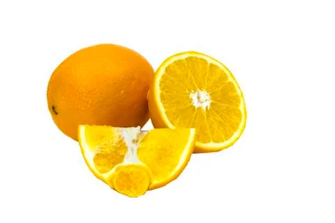 Orange fruit with leaf isolated on white. Stock Photos