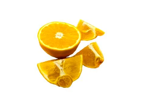 Orange fruit with leaf isolated on white. Foto stock