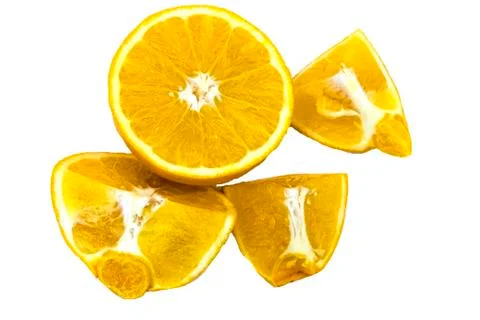 Orange fruit with leaf isolated on white. Foto stock