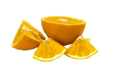 Orange fruit with leaf isolated on white. Stock Photos
