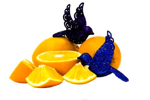 Orange fruit with leaf isolated on white. Foto stock