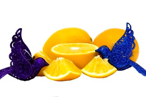 Orange fruit with leaf isolated on white. Stock Photos