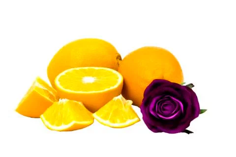Orange fruit with leaf isolated on white. Stock Photos