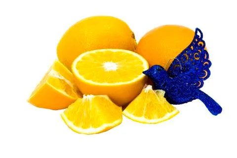 Orange fruit with leaf isolated on white. Stock Photos
