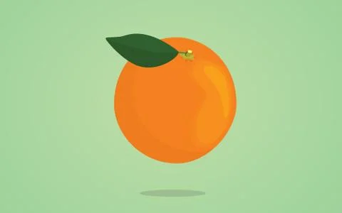 Orange fruit with leaf on the top and green background 스톡 일러스트