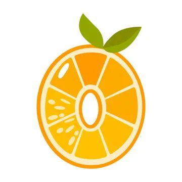 Orange fruit number Zero. Orange in the shape of number 0. Vector illustratio Stock Illustration