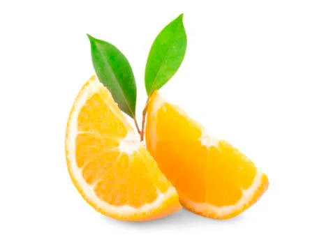 Orange fruit. Orang slice isolate on white. With clipping path. Stock Photos