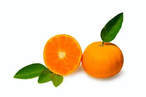 Orange fruit. Orang slice isolate on white. With clipping path, Orange backgr Stock Photos