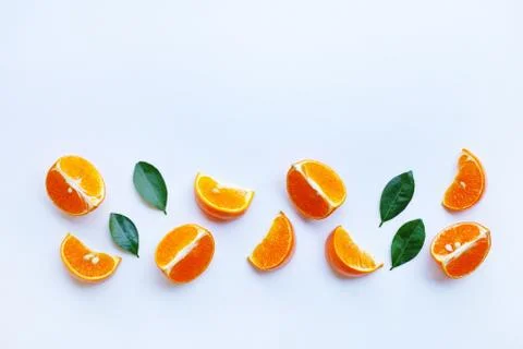 Orange fruit. Orang slice isolate on white. Stock Photos