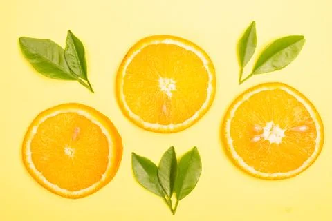Orange fruit pattern composition. Summer healthy food background. Stock Photos