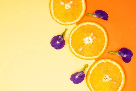 Orange fruit pattern composition. Summer healthy food background. Stock Photos