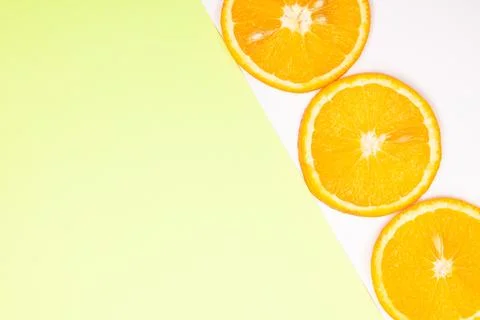 Orange fruit pattern composition. Summer healthy food background. Stock Photos