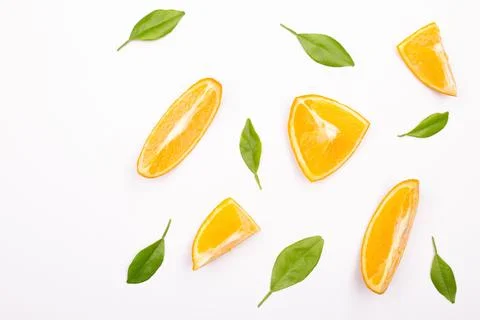 Orange fruit pattern composition. Summer healthy food background. Stock Photos