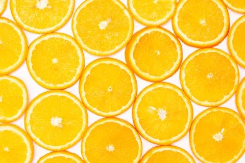 Orange fruit pattern composition. Summer healthy food background. Stock Photos