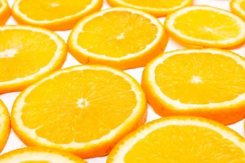 Orange fruit pattern composition. Summer healthy food background. Foto stock