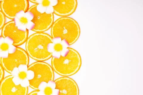Orange fruit pattern composition. Summer healthy food background. Photos