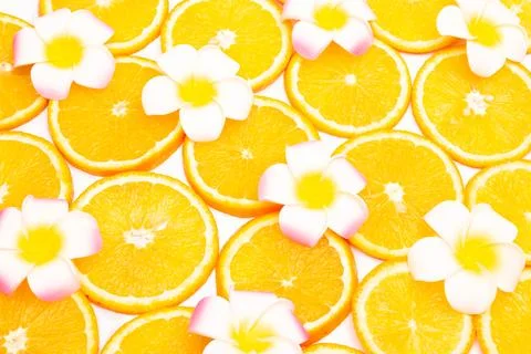 Orange fruit pattern composition. Summer healthy food background. Photos