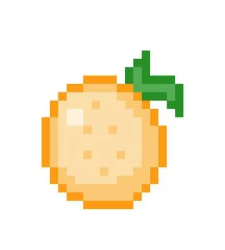 Orange fruit pixel image. Vector illustration of cross stitch pattern. Stock Illustration