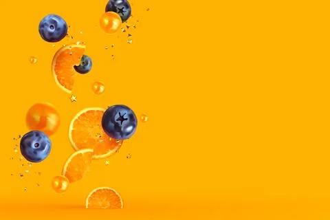 Orange fruit realistic design slices and halves. Background with citrus fru.. Stock-Illustration