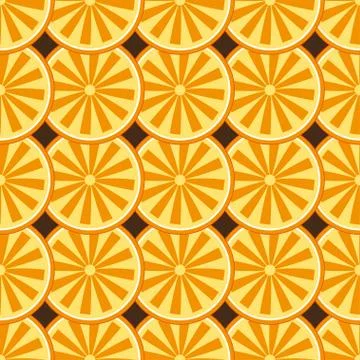 Orange fruit seamless brown pattern Stock Illustration