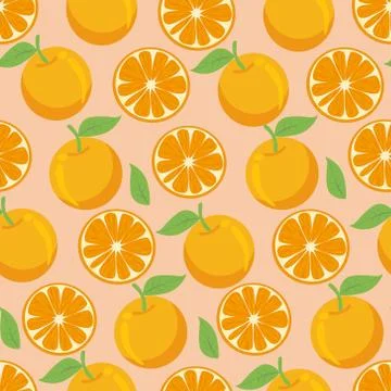 Orange fruit seamless pattern background. Vector illustration.. Stock Illustration