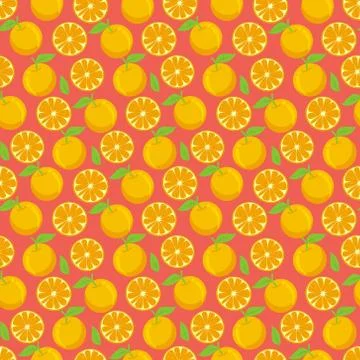 Orange fruit seamless pattern background. Vector illustration.. Illustrazione stock