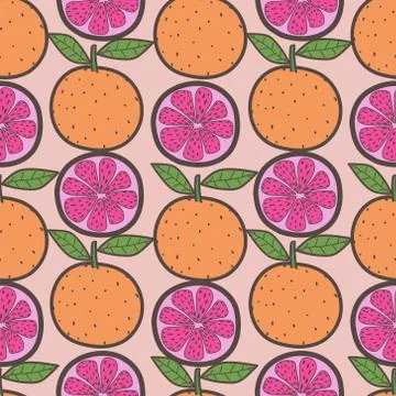 Orange fruit seamless pattern background. Vector illustration.. Stock Illustration