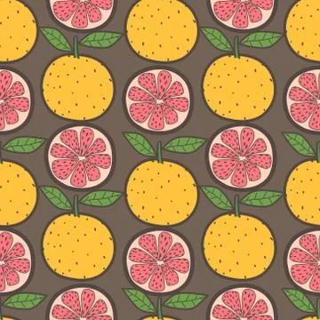 Orange fruit seamless pattern background. Vector illustration.. イラスト素材