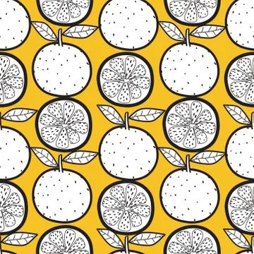 Orange fruit seamless pattern background. Vector illustration.. Stock Illustration