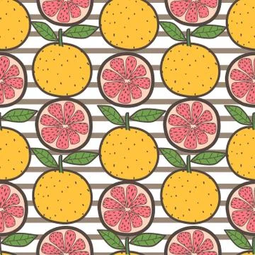 Orange fruit seamless pattern background. Vector illustration.. イラスト素材