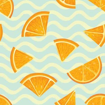 Orange fruit seamless pattern. Fresh healthy food realistic style Illustrazione stock