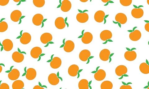 Orange Fruit Seamless Pattern with Green Leaves on transparent Background. Stock Illustration