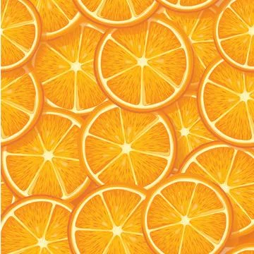 Orange fruit seamless pattern. Healthy food vector background Stock Illustration