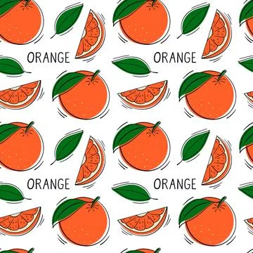 Orange fruit. Seamless pattern. Tropical fruit repeating background Stock Illustration