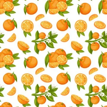 Orange fruit seamless pattern vector Stock Illustration