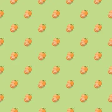 Orange fruit seamless pattern. Vegan organic eco product background. vector illu イラスト素材