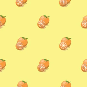 Orange fruit seamless pattern. Vegan organic eco product background. vector illu イラスト素材