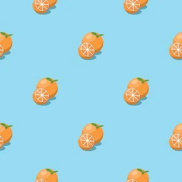 Orange fruit seamless pattern. Vegan organic eco product background. vector illu Stock Illustration