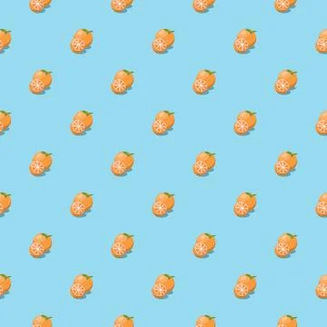 Orange fruit seamless pattern. Vegan organic eco product background. vector illu Stock Illustration