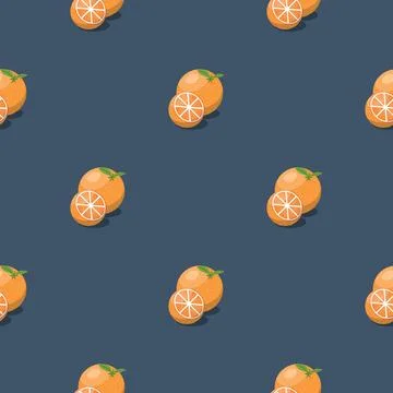 Orange fruit seamless pattern. Vegan organic eco product background. vector illu イラスト素材