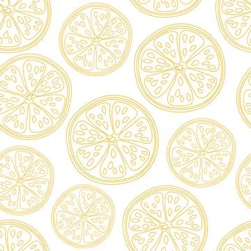 Orange fruit seamless pattern on white background. Exotic tropical. Summer Flat Stock Illustration