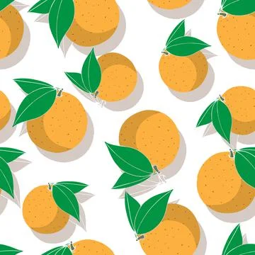 Orange fruit seamless vector pattern illustration Stock Illustration