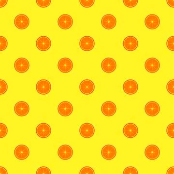 Orange fruit seamless yellow pattern Stock Illustration